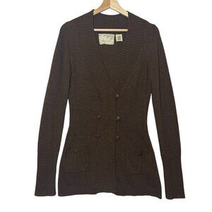 Anthropologie Sparrow Sweater Small Lambswool Cashmere Blend Brown Pockets